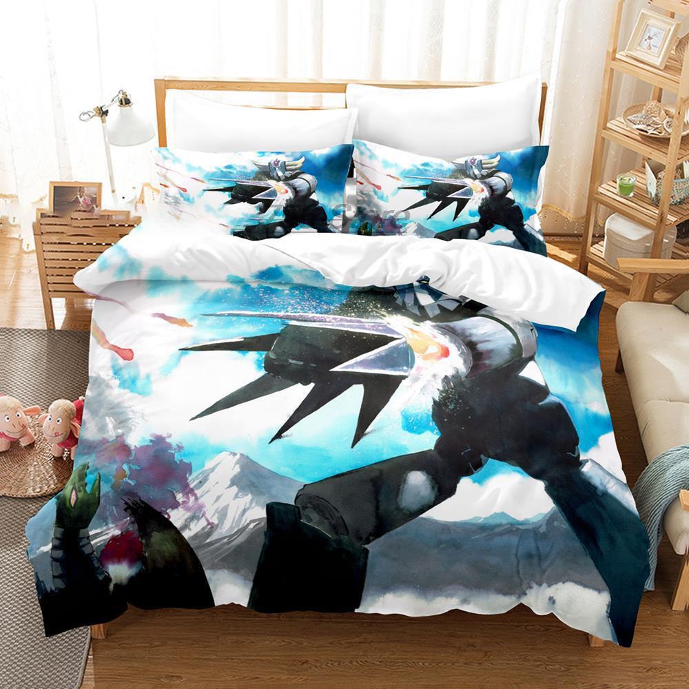 Goldorak Bedding Set 3D Printed Grendizer Duvet Cover 3Pcs Double Twin Full Queen King Adult Kids Bedclothes Quilt Cover