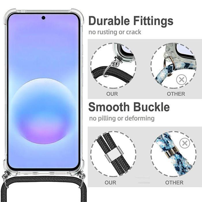 Stoßfeste Hülle - BOOLING - für Samsung Galaxy A57 5G - Verstärkte Ecken mit Nachtgrünem Lanyard