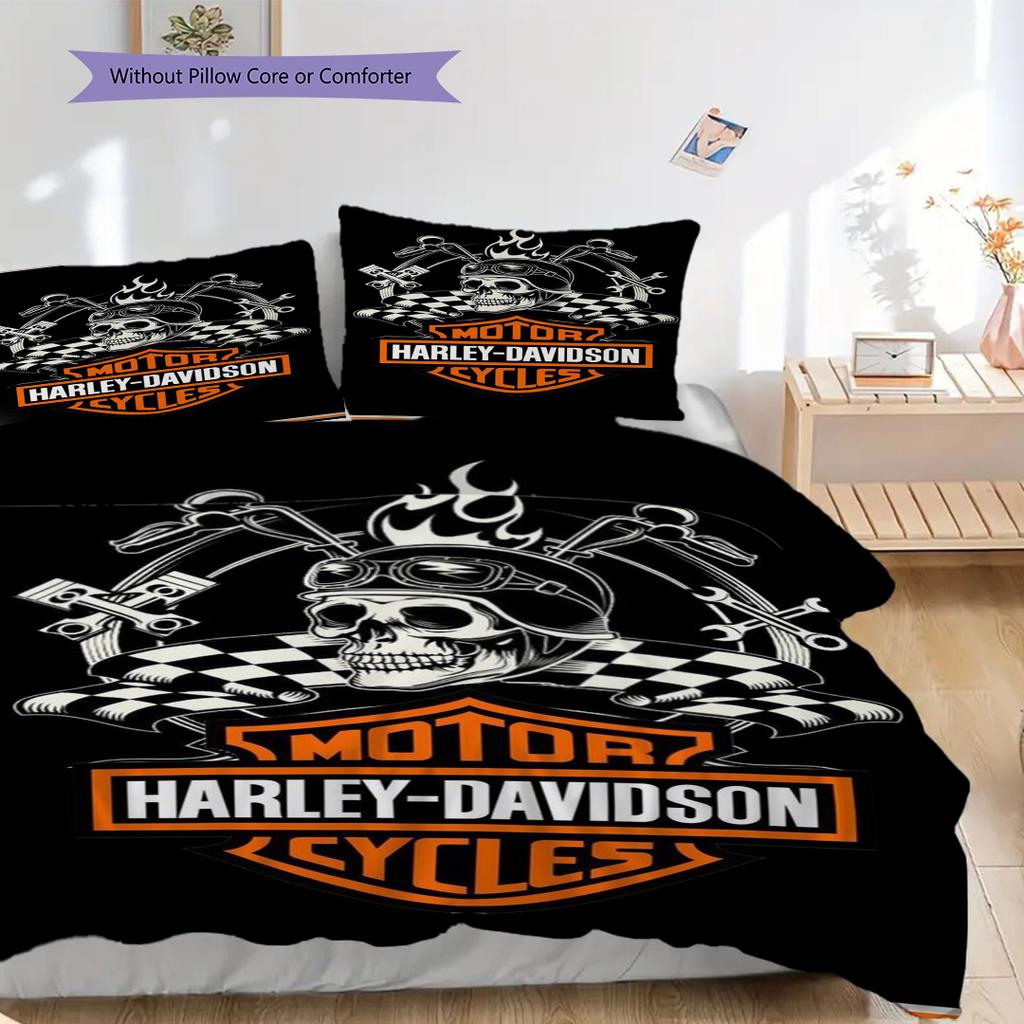 Elegante Biancheria da Letto Personalizzata per la Cultura delle Moto(1 * copripiumino + 2 * federa, senza nucleo) Set biancheria da letto Regalo di Natale per compleanno Morbido e confortevole