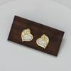Earrings Stainless Steel Gold Plated 14K Gold Heart Rose Studs