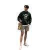 Mäns mörkgröna crewneck sweatshirt med bokstavstryck - Höst Casual lös pullover