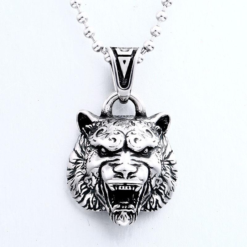 

BEIER 316L Stainless Steel Domineering Tiger Head King Of Beasts Men s Pendant Necklace Punk Animal Fashion jewelry LLBP8-499P