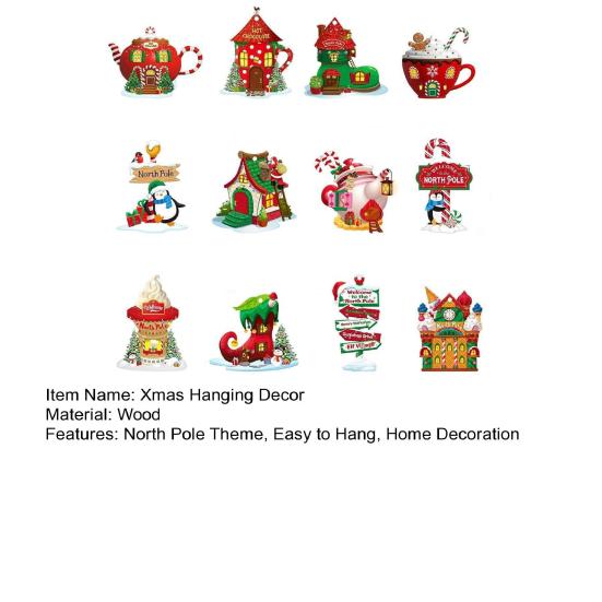 Yousheng 12/24/36Pcs Christmas Wooden Hanging Decoration Farmhouse Rustic Holiday Party Winter Xmas Tree North Pole Hanging Ornament Sign