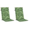 High Back Cushions 2 Pcs Leaf Pattern Fabric