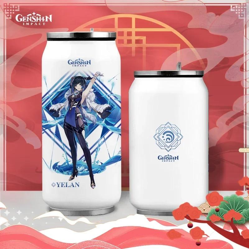 Anime Genshin Impact Thermos Bottle Stainless Steel Coffee Mup Zhongli Klee Portable Water Cup Drinking Bottle Thermos Flask