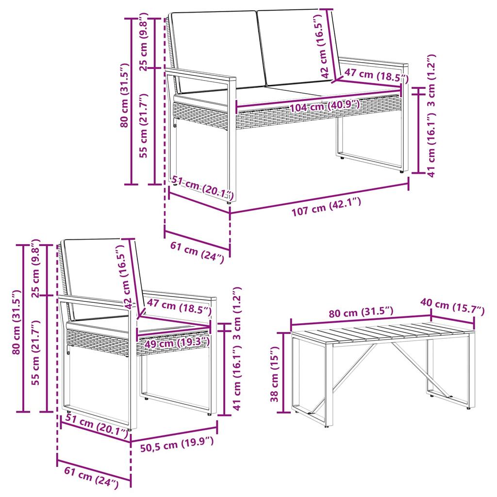 Garden Furniture Set 4 Pcs Beige and Cream White Poly Rattan