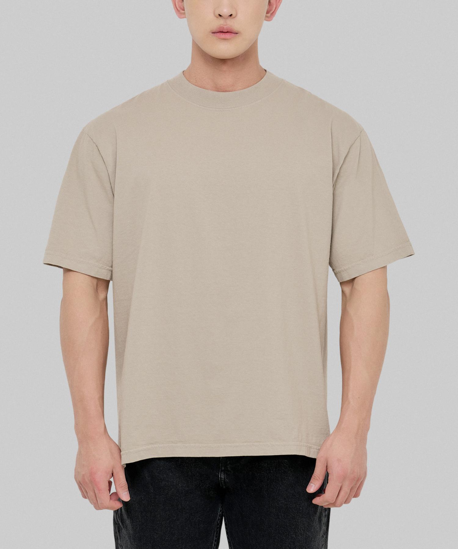 Shakawear 7.5Oz Garment-Dyed Plain Oversized Short Sleeve T-Shirt_Oatmeal 2Xl