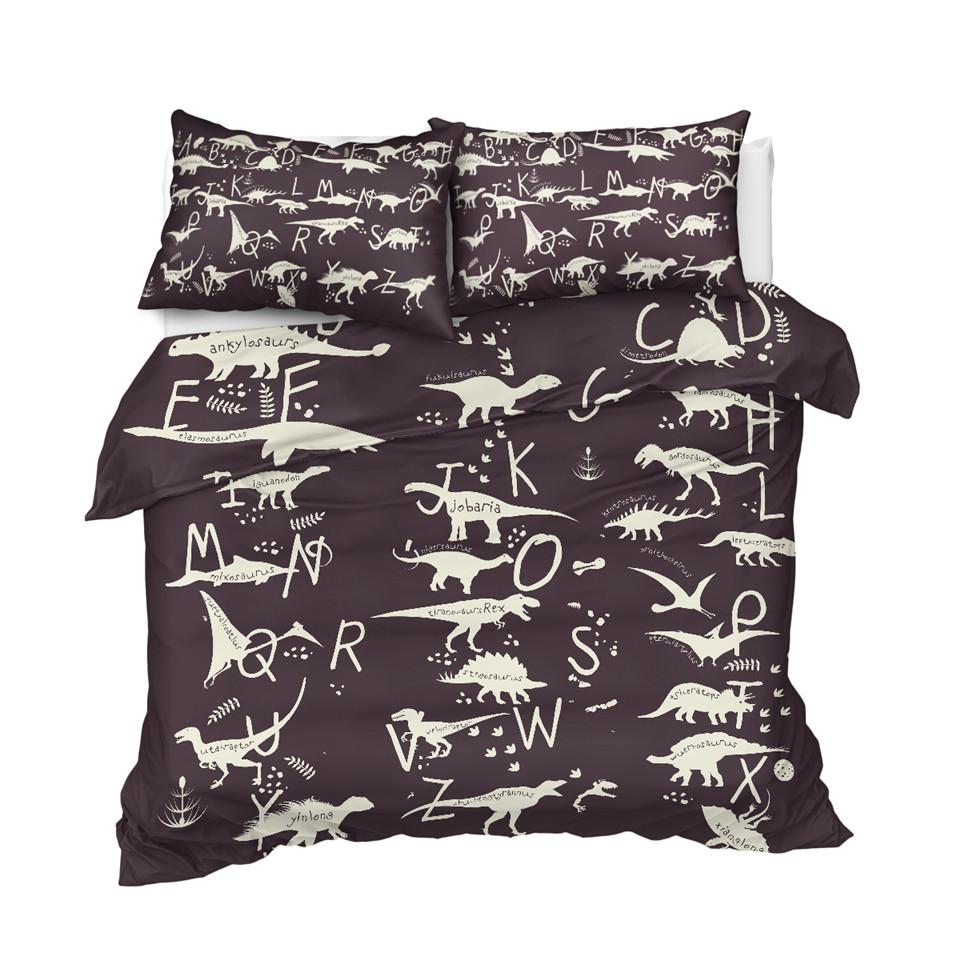 Alphabet Duvet Cover Set Letters Russian Quilt Cover for Teens Kids Bedding Cartoon Animal Planet