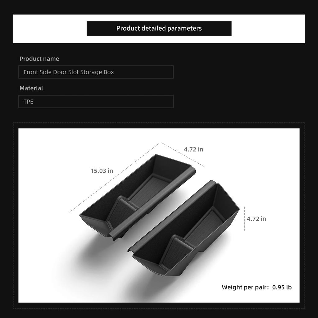 Für Tesla Cybertruck 2025 2025 Autotür Seitenaufbewahrungsbox 2 Stück TPE Vordere Ablagefach Organizer Aufräumen Schwarz