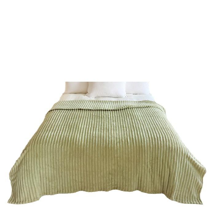 Thickened Plush Blanket - Wide Stripe, Grid Cut, Imitation Rabbit Fur, Small Flannel Blanket, Machine Washable