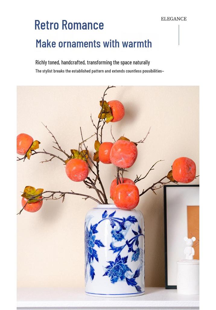 Blue and White Porcelain Peony Vase: Elegant Living Room Decoration