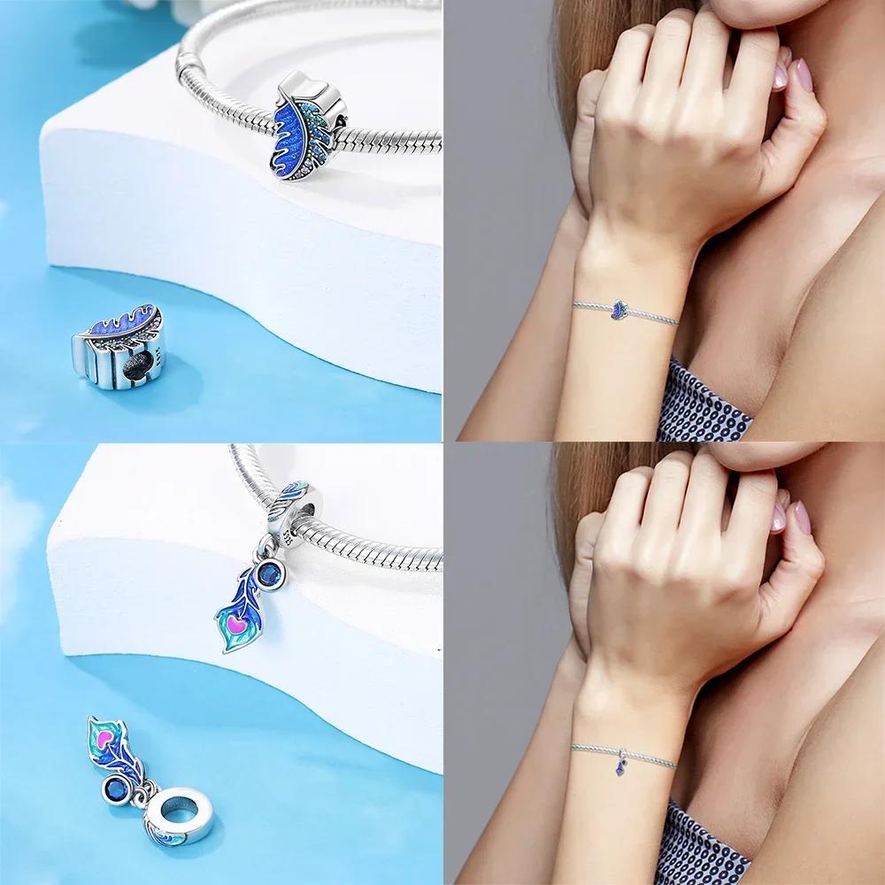 Elegant Colorful Wing Mask Leaves Feathers Pink Angel Original Beads Fit Bracelet Copper Women Diy Birthday Gift Accessory