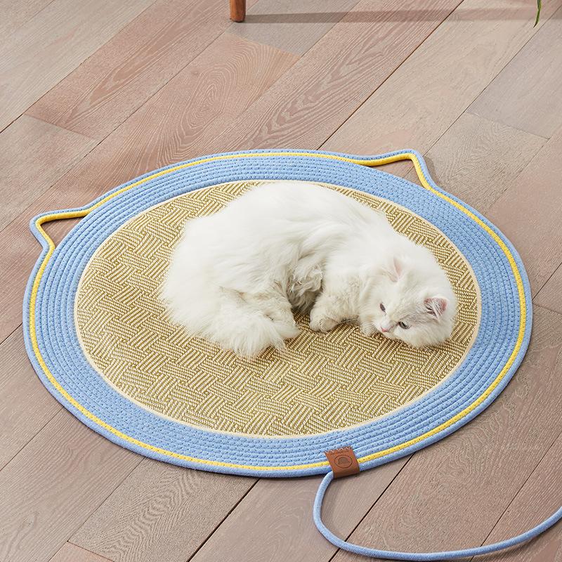 Summer Cute Cat Mat with Extra Large Rattan Cat Scratch Pad for Four Seasons High end Cat Scratch Board Is Not Easy To Lose Shavings
