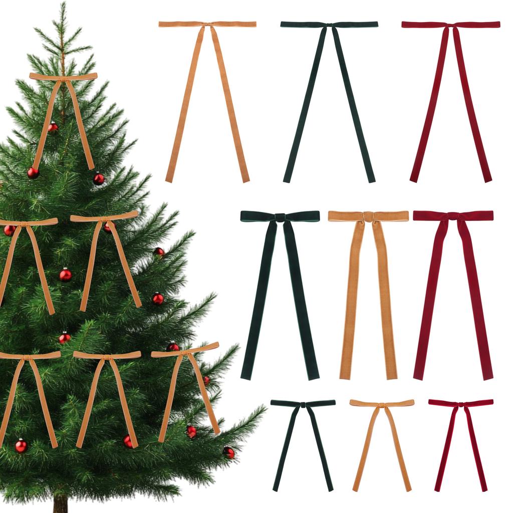 1Pc Velvet Ribbon Christmas Pendant Garland Tied Velvet Bow Gift Home Christmas Tree Decoration Pendant Webbing