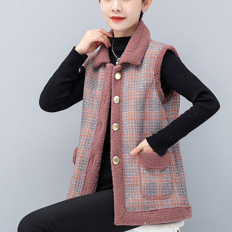 Autumn and Winter Thick Vest Women's Versatile Loose Plus Size Vest Women's Warm Shoulder