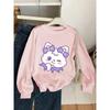 European sizes Kids' Crewneck Sweatshirt | Cute Kitty with Purple Bows and Paws, , Sportswear and Casual Wear, Soft and Comfortable