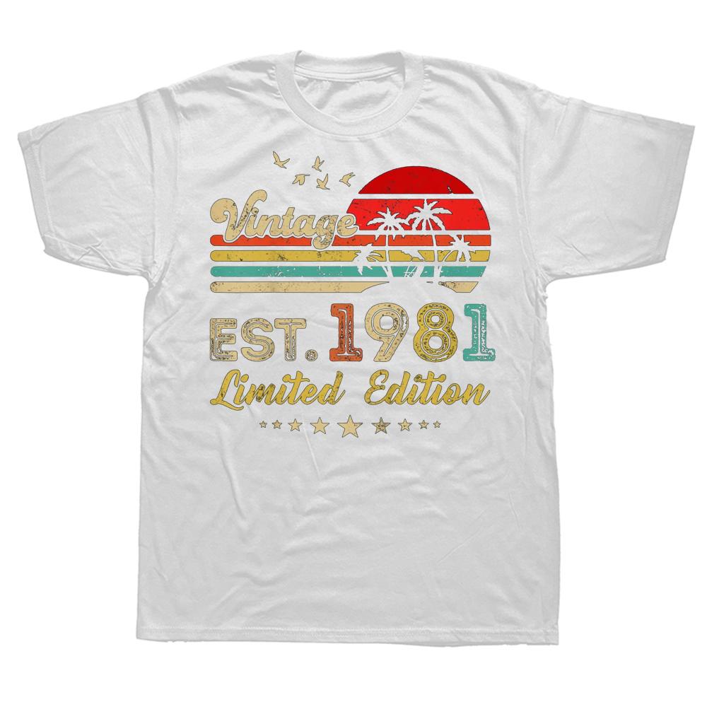 

Унисекс Забавные 42-летние винтажные футболки с ограниченным тиражом 1981 года, 42-я футболка с рисунком, хлопковая уличная одежда, футболка с короткими рукавами, подарки на день рождения, унисекс 4XL