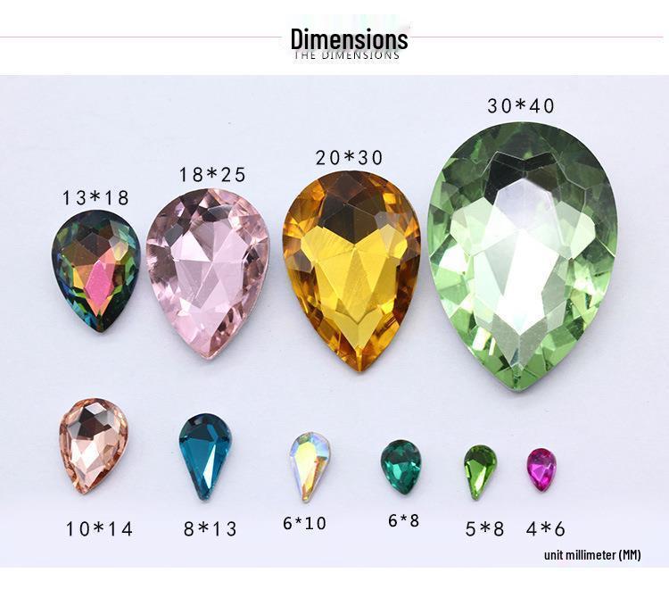 Acrylic Teardrop Rhinestone for DIY Hotfix Accessories
