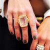 14K Gold-plated French Retro Fashion Square Sugar Natural Stone Crystal Ring Exaggerated Vacuum High-end Feeling Ring