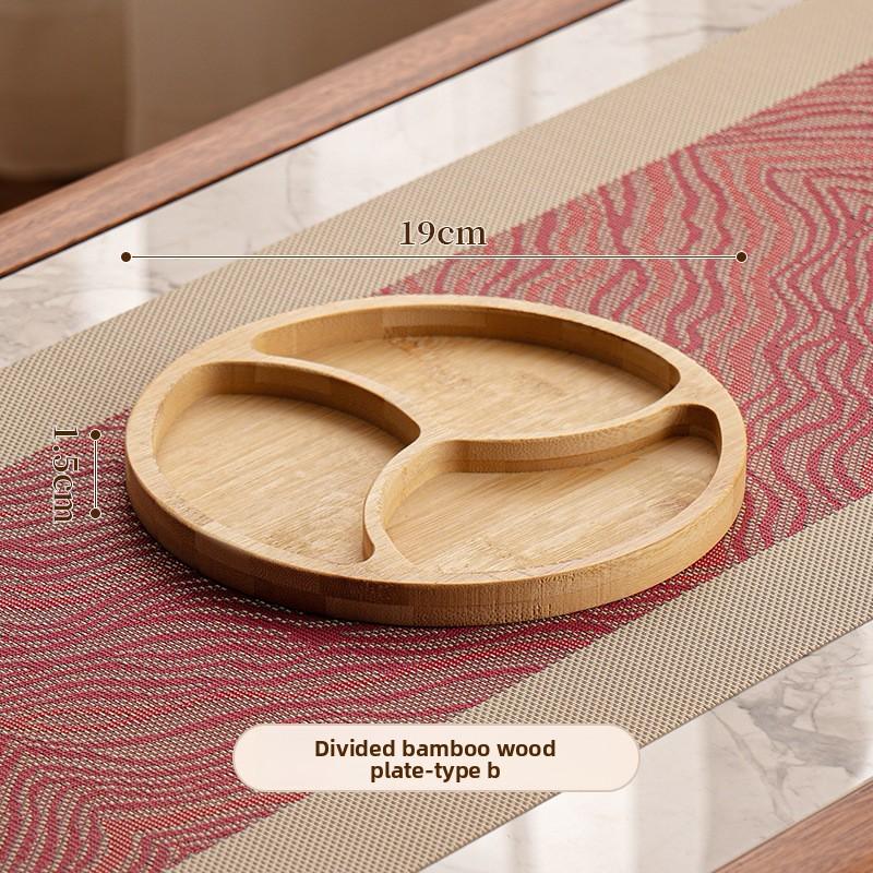 1pcs Wooden Compartment Tray for Boiling Tea Snack Plate Home Living Room Nut Candy Fruit Serving Dish Solid Wood