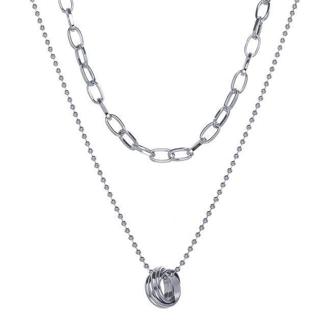 

17 км хип-хоп/панк серебряный цветной круглый кулон ожерелье для женщин модные многослойные бусины-цепочки-колье 2021 ювелирные изделия