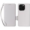 For iPhone 16 Pro Case with Wrist Strap Litchi Texture PU Leather Wallet Phone Cover