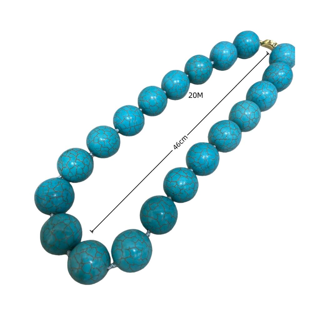 New Medieval Vintage Ethnic Wind 20M Large Turquoise Necklace Women'S Jewelry Turquoise Retro Neck Necklace