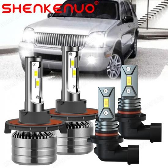 For Mercury Mountaineer 2007-2010 Combo 4x LED Headlight Hi/Low + Fog Lamp Bulbs