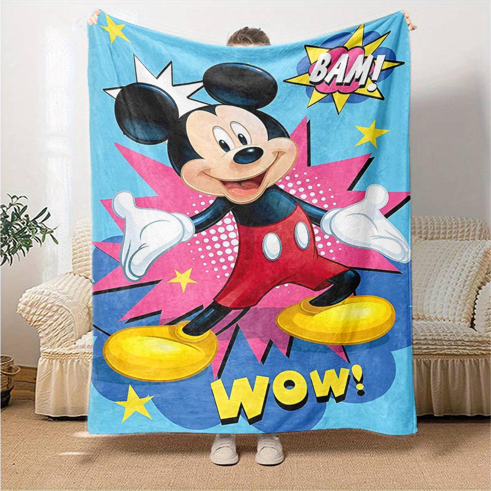 Mickey Mouse Action Pose Flannel Blanket Super Soft Warm Cozy Blanket For Sofa Bed Office Travel Allseason Home Decor Gift
