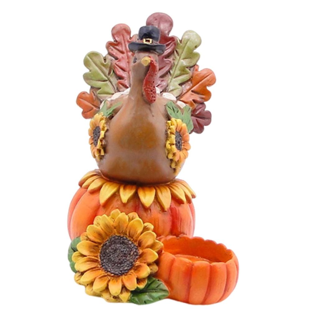 Turkey Statue with Pumpkin Ceremory Tabletop Parties Decoration Ornament Anniversary Dining Room Table Centerpiece Candle Holder