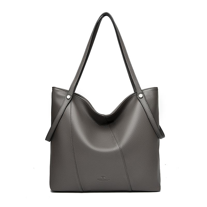 Luxury Brand Soft Leather Shoulder Bags For Women Casual Tote Bag Female Solid Purse Simple Design Handbags Commuting Sac A Main