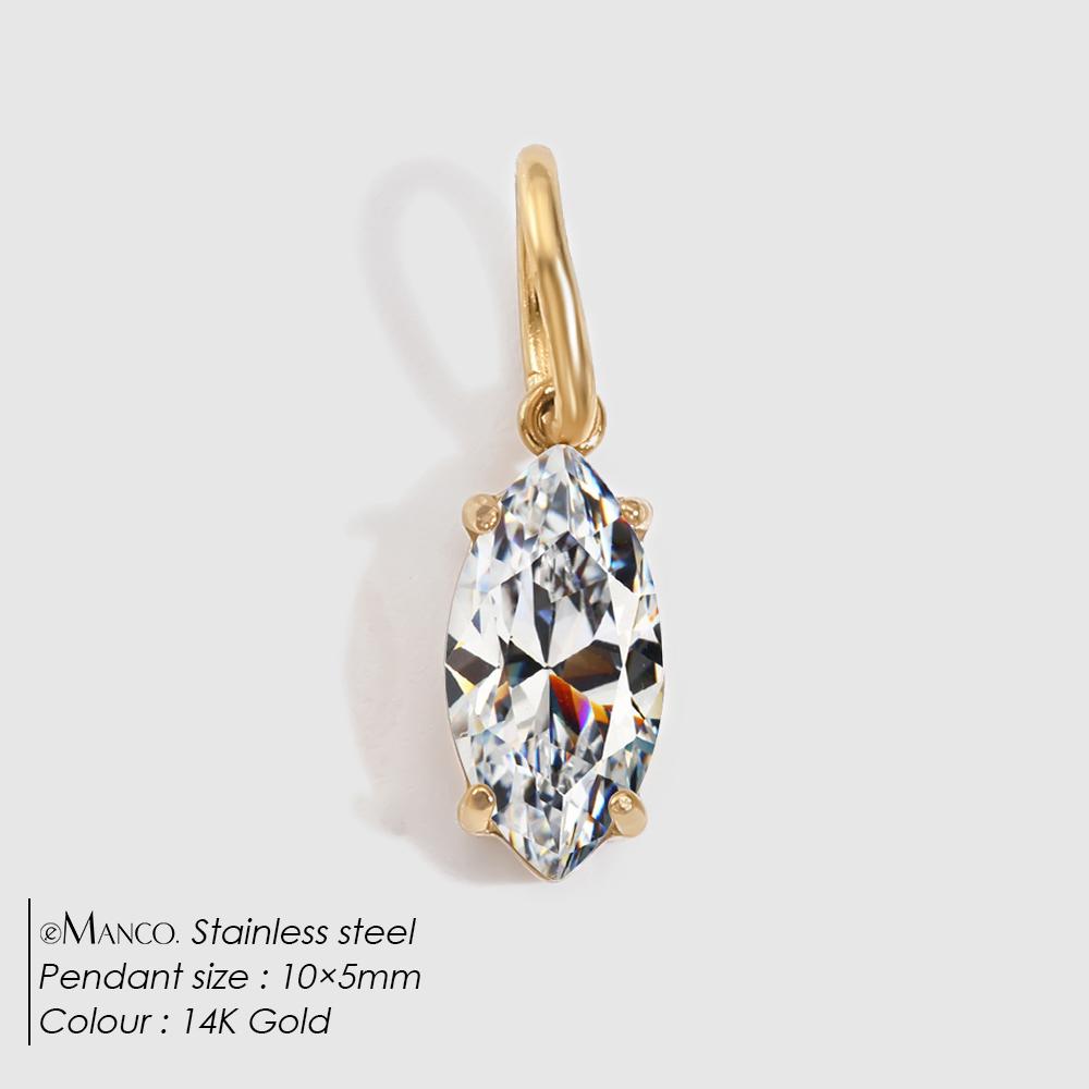 eManco 4 /6/8/10MM Stainless Steel Zircon Geometric Shape Charms Pendants Jewelry Making Supplies Diy Findings Accessories