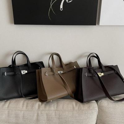 New First-layer Cowhide Horizontal Large Tote Bag, Portable Shoulder Bag, Large-capacity Women's Bag.