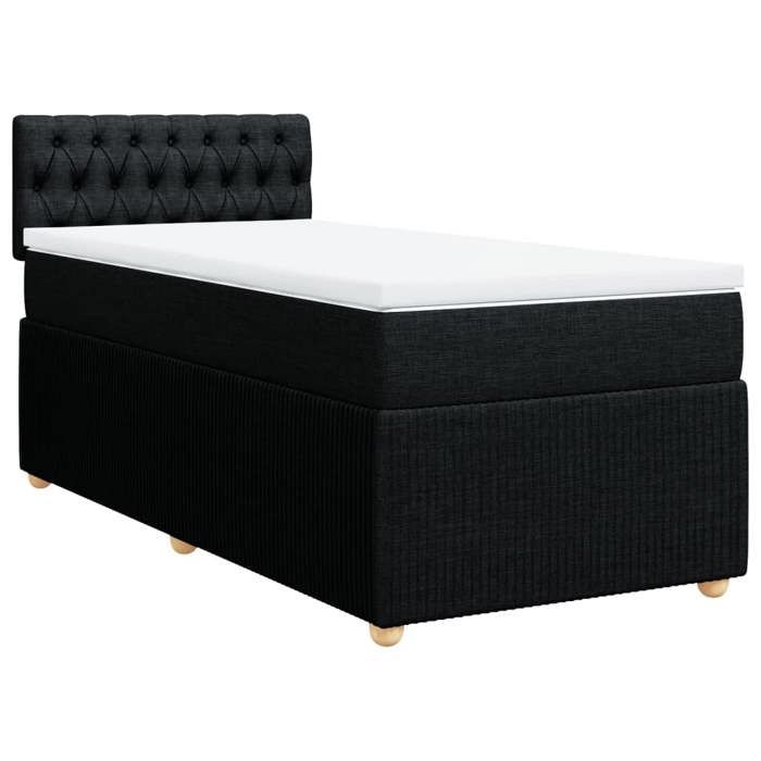 VidaXL Slatted Bed Base with Mattress Black 90x200 Cm Fabric 3287348