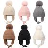 Winter Baby Knitted Hat Skiing Infant Bonnet Plush Lining Kids Beanie Protect Ears Children Cap for Boys Girls Accessories 2-6Y