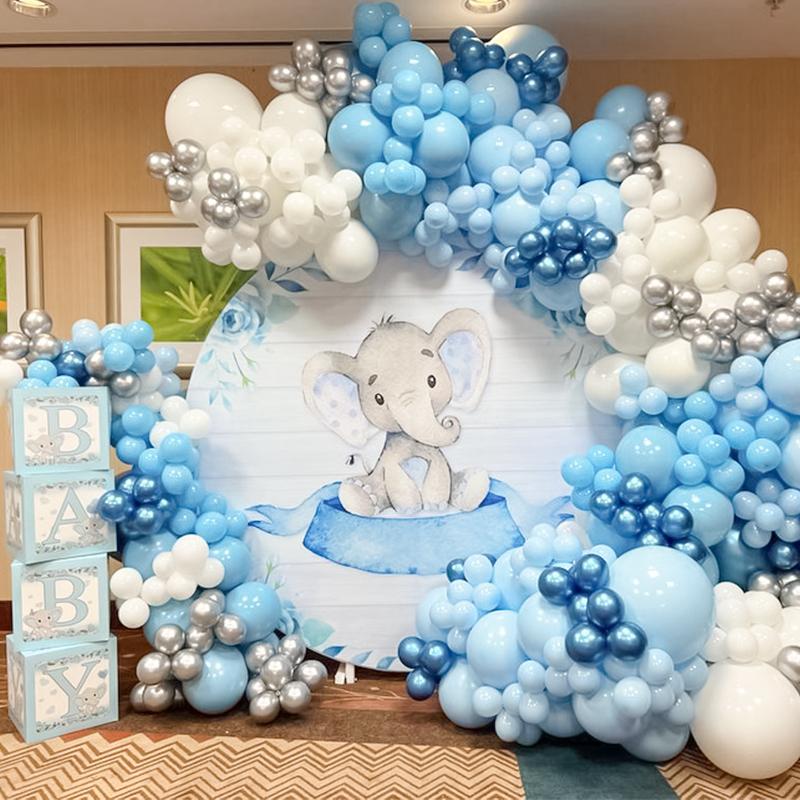 Pastel Light Blue White Sand Beige Balloon Garland Arch Kit Boy Baby Shower Gender Reveal Wedding Party Birthday Decoration