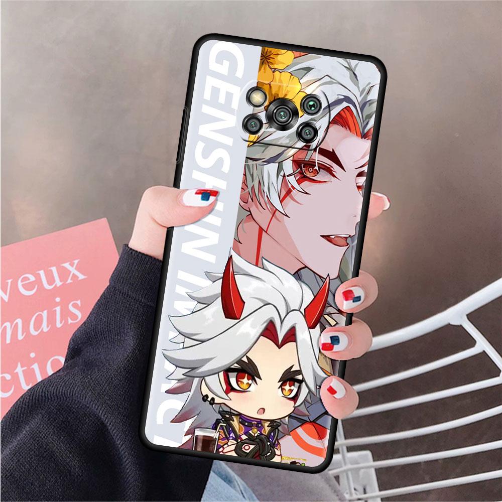 Genshin Impact Game Phone Case For Xiaomi Mi Poco X3 NFC X4 M4 M3 Pro F1 F4 F3 GT C40 11T 11 Lite 5G Fundas Black Cover
