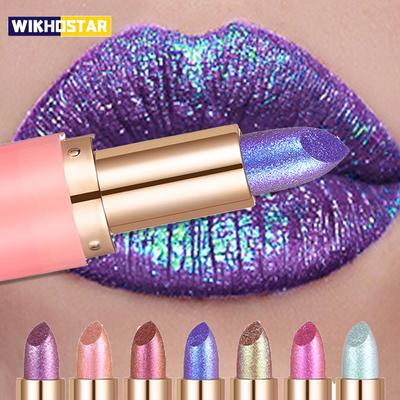 Metallic Violet Chameleon Lipstick Color Changing Matte Glitter Diamond Lipstick Waterproof Pearl Shine Lip Gloss Sexy Makeup
