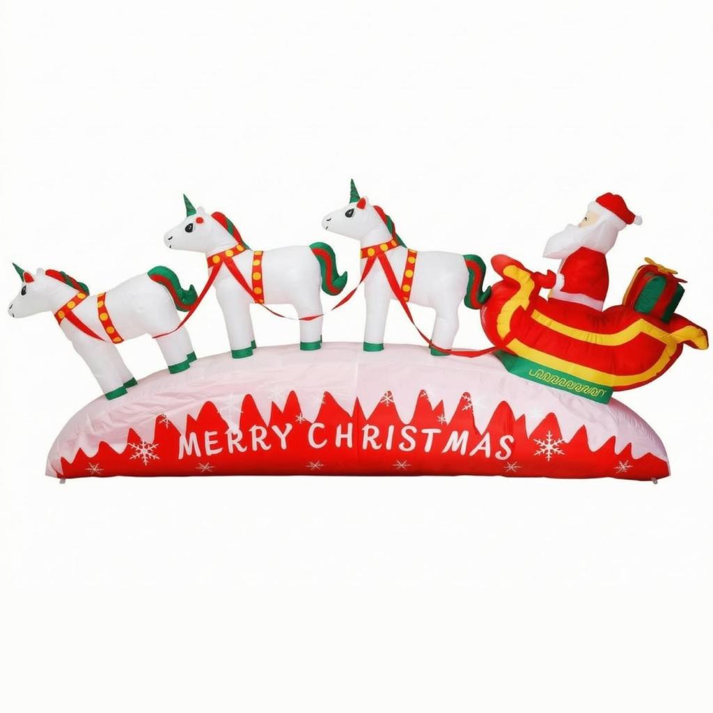 Sturdy Inflatable Sleigh with Santa Large 3m Display, Christmas Man on Sleigh, for Garden