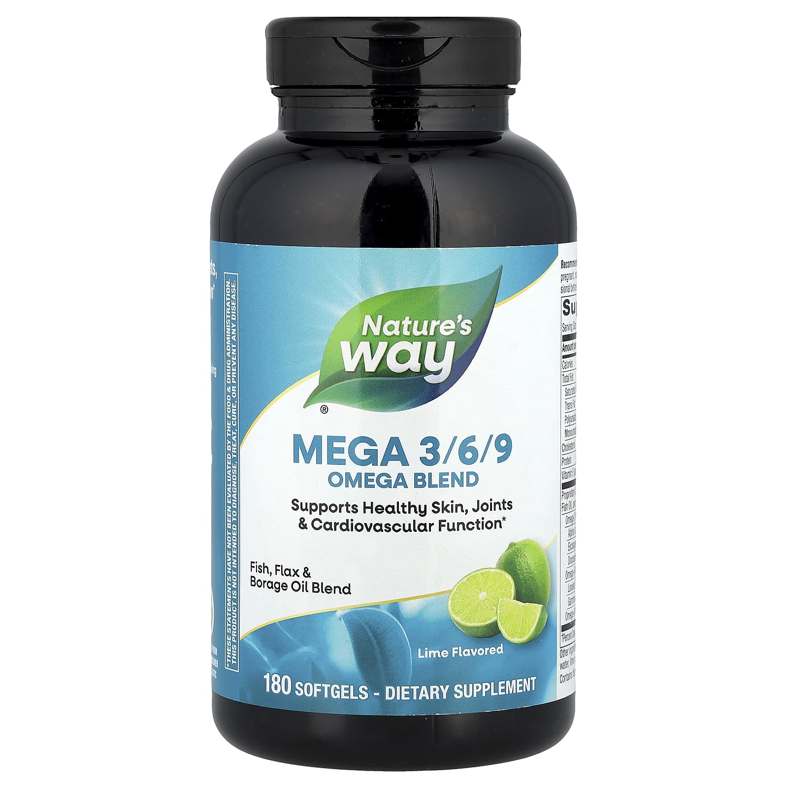 

Nature S Way, Mega 3/6/9, Omega Blend, Lime Flavor, 180 Softgels