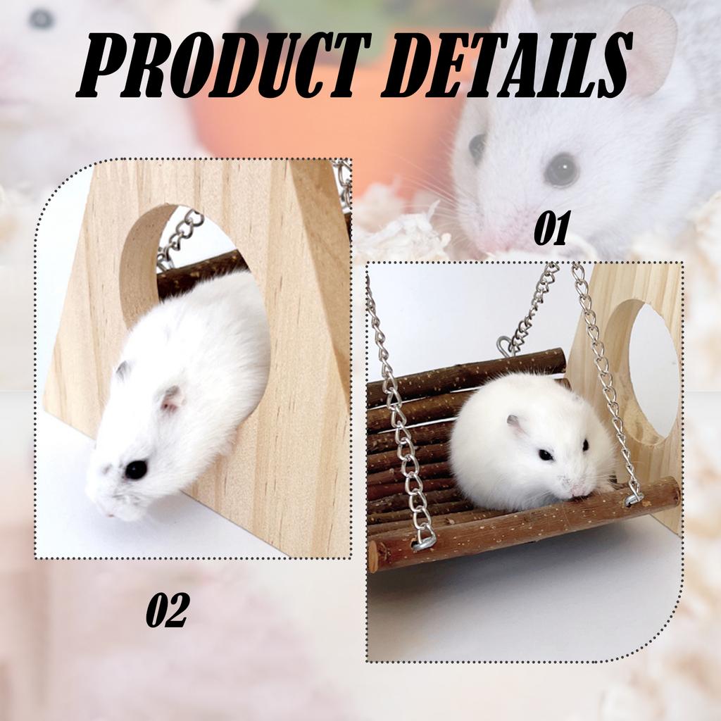 Hamster Swing Hammock Wooden Hamster Swing Toy Cage Accessories for Chinchilla Rat Gerbil Dwarf Hamster Pet Supplies