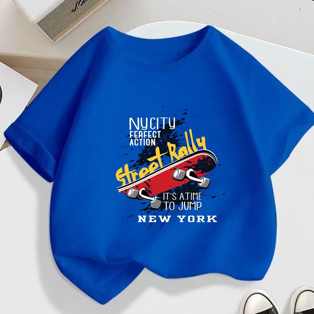 Summer Breathable Cotton Children TShirt Design Fashion Scooter Print Boys Tees Top Kid Clothes Short Sleeve Teenagers Tshirts