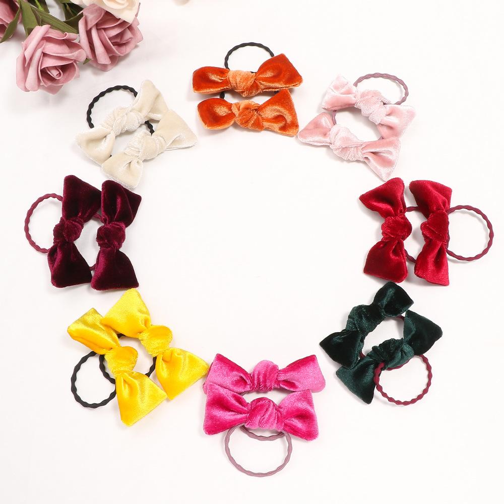 Süßes Baby Einfarbiges Kleines Haarband, Neues Schleifen-Kinder-Gummiband ohne Haarschäden, Samtgeknotetes Haargummi
