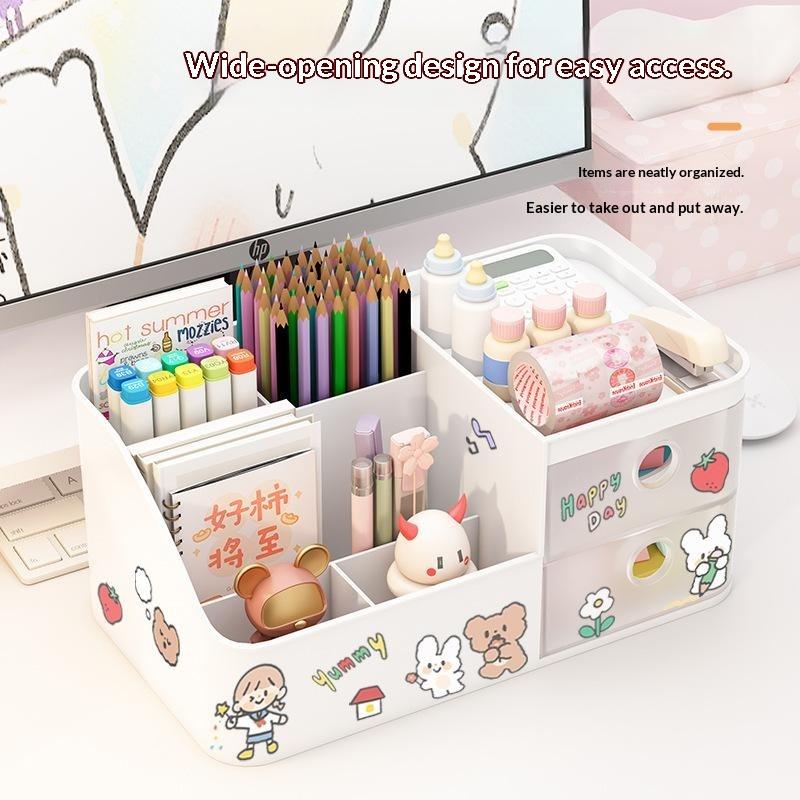 Desktop Storage Box Large Capacity Pen Holder, Suitable For Tidy Desks In Study/Bedroom/Study, Suitable For Daily Storage