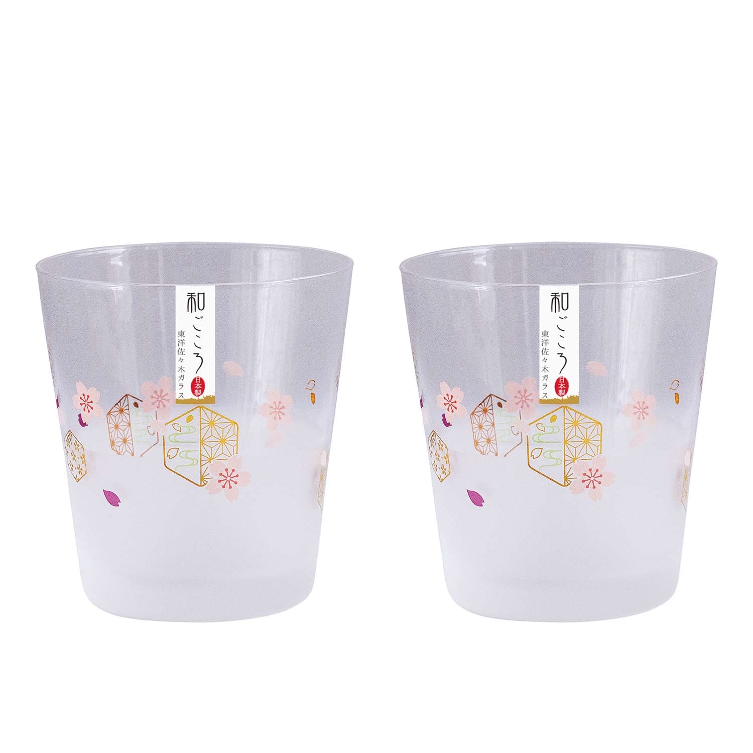 

Toyo Sasaki Glass, Wagokoro Pair of Free Glasses with Sakura Pattern, 285ml, Made in Japan, Floral Pattern Glass Cups, Gift, G102-T289