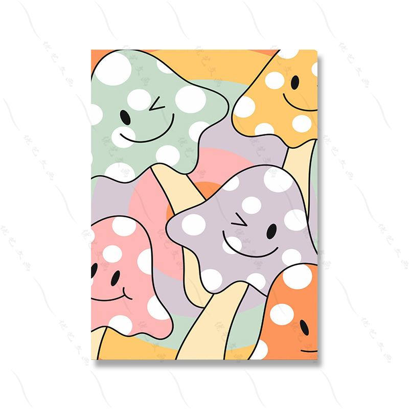 Groovy Retro Wall Art Gallery Picture Set Hippie Poster Print Kids Room Rainbow Cartoon Flower Cute Canvas Painting Home Decor