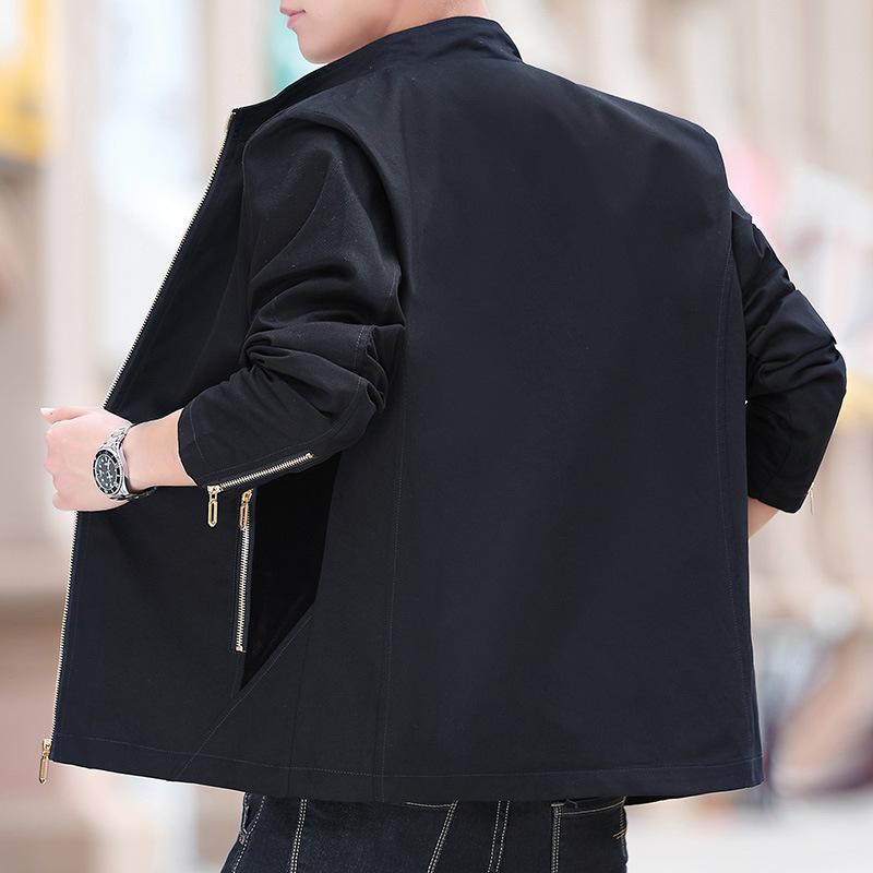 

Чоловіча куртка з чистої бавовни, повсякденна куртка зі стоячим коміром, весняно-осінній новий чоловічий топ 4XL чорний