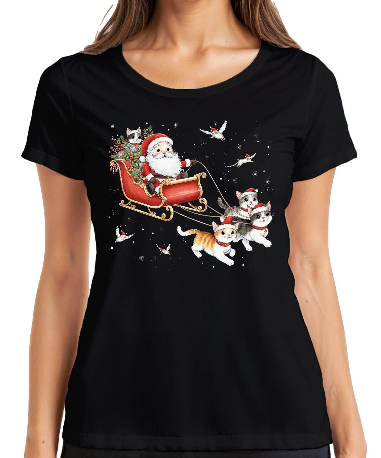 Santa Claus Schlitten Katzen Kätzchen - Weihnachten Weihnachtsgeschenk Christmas XL
