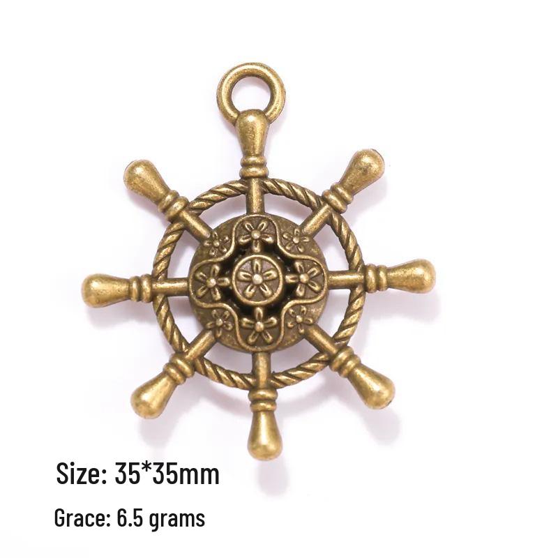 Collezione di Gioielli Nautici in Lega Fai da Te: Ciondoli Pirata con Ancora e Timone Retro