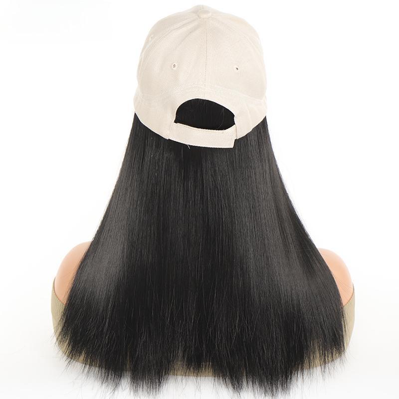 Lange gerade Baseball-Perücke, synthetische natürliche Bob-Perücke, schwarzer Hut, Perückenkappe mit blonden Haaren, verstellbare Baseballkappe